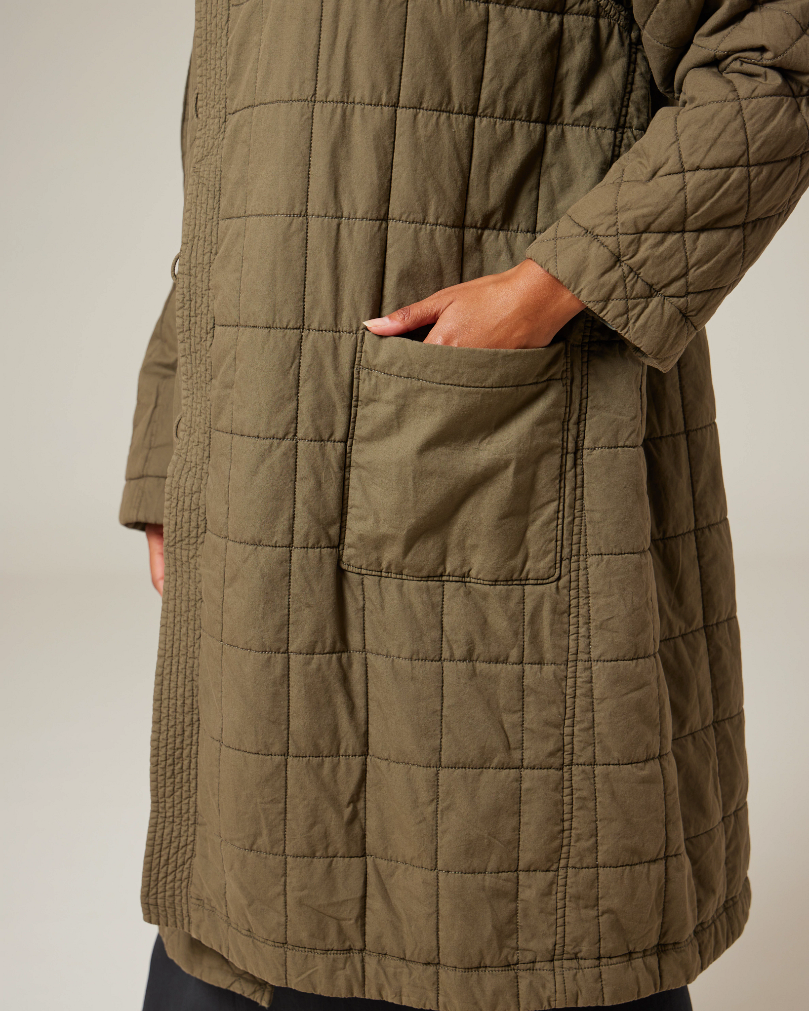 Upcycled Cotton Coat Peak Quilted – Snow